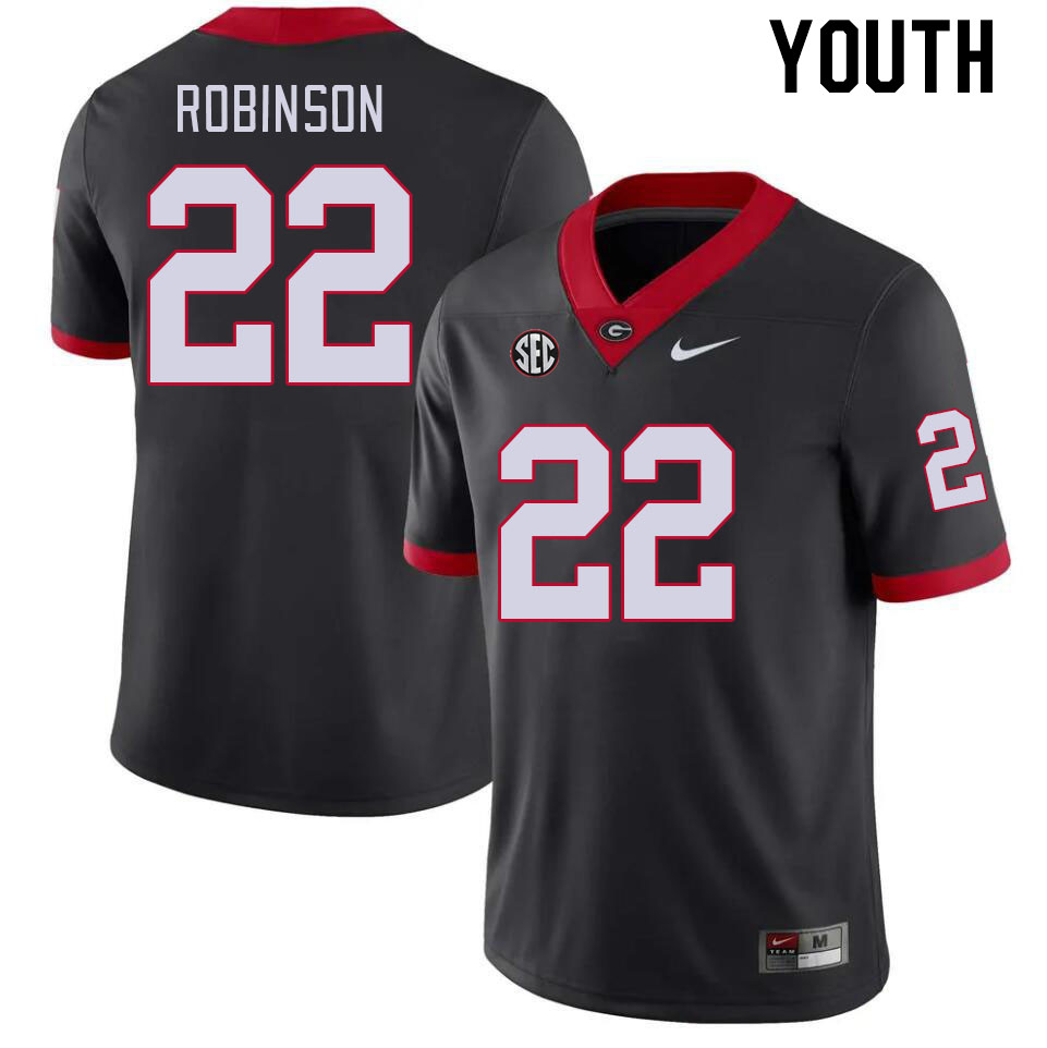 Youth #22 Branson Robinson Georgia Bulldogs College Football Jerseys Stitched-Black - Click Image to Close